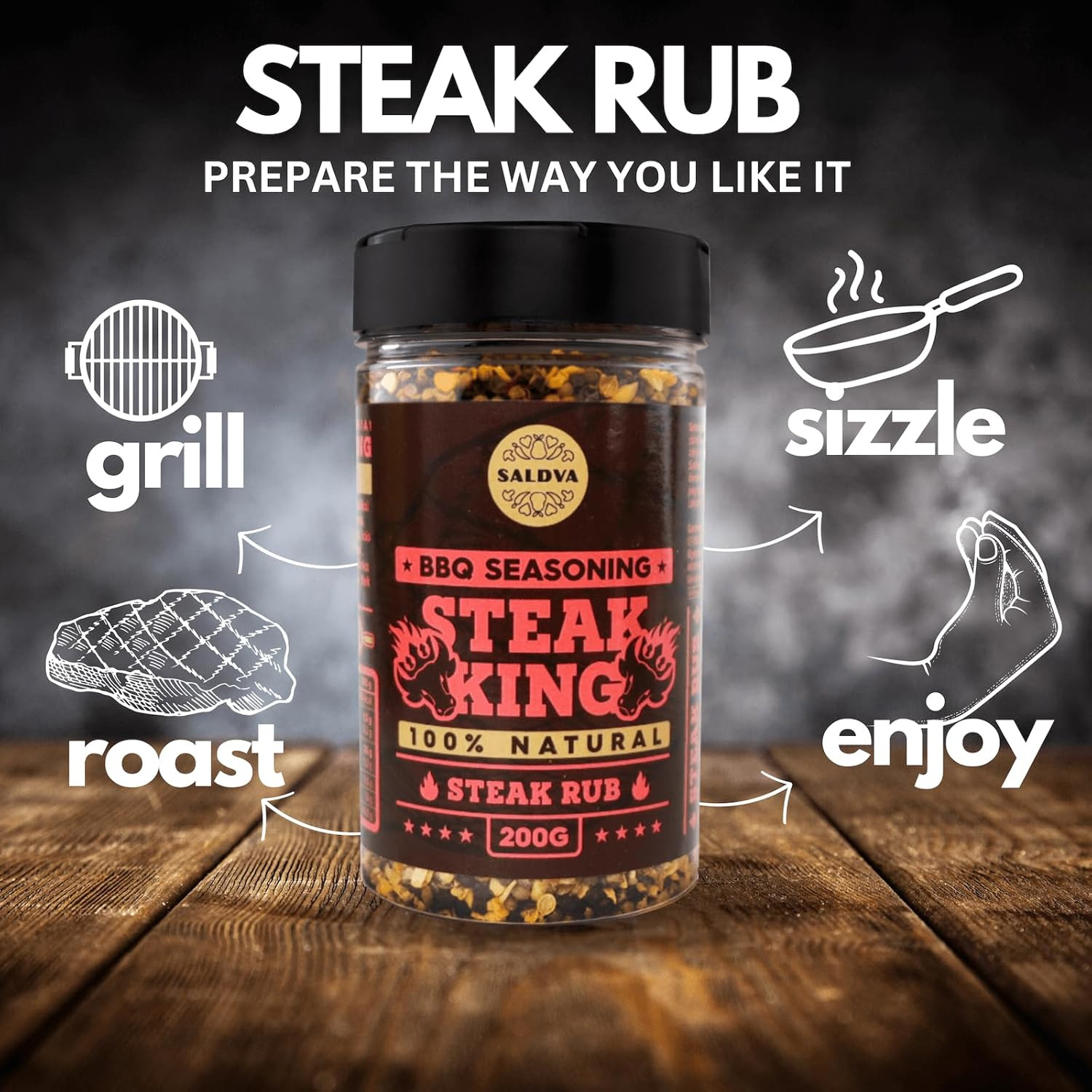 Steak King BBQ Rub - 100% Natural Seasoning - Perfectly Balanced Blend of Spices thumbnail 4