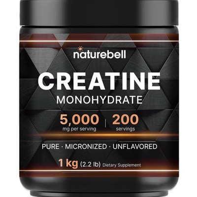Creatine Monohydrate Powder 1,000g, 5,000mg Per Serving, 200 Servings 2.2 lb ...