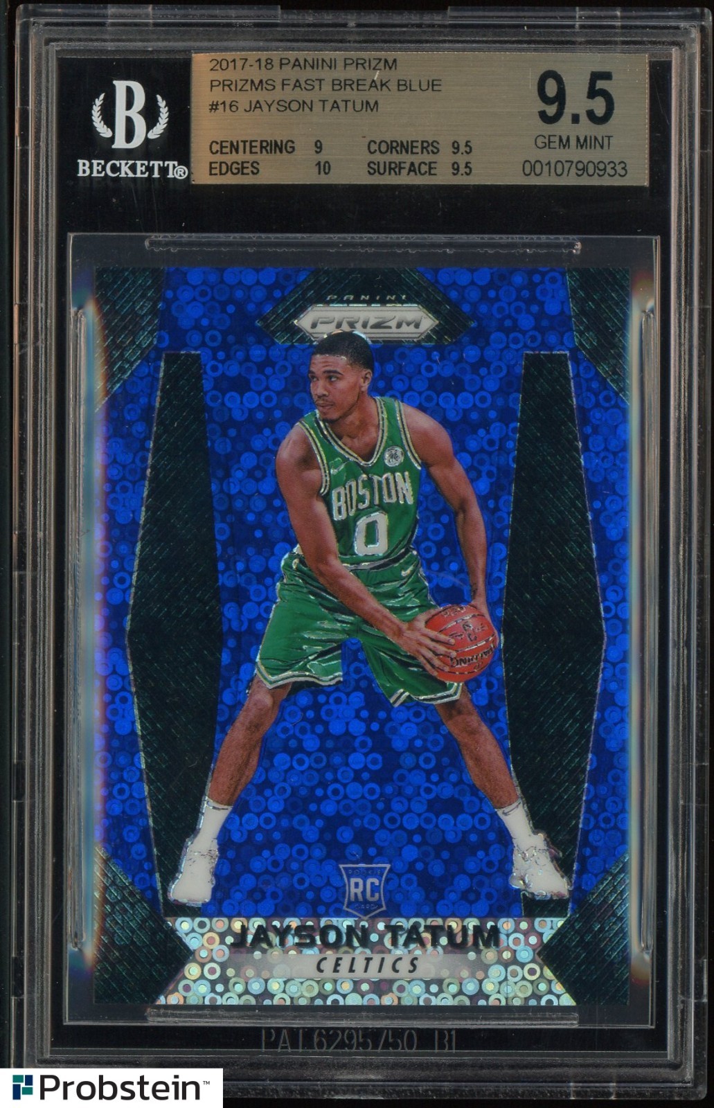 2017-18 Panini Blue Fast Break Prizm #16 Jayson Tatum RC Rookie 87/175 BGS 9.5