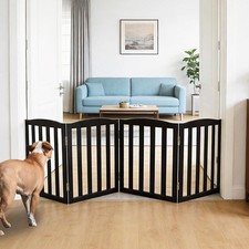 ZJSF Foldable Freestanding Indoor Dog Gate for House Wood White Long Pet Gate...