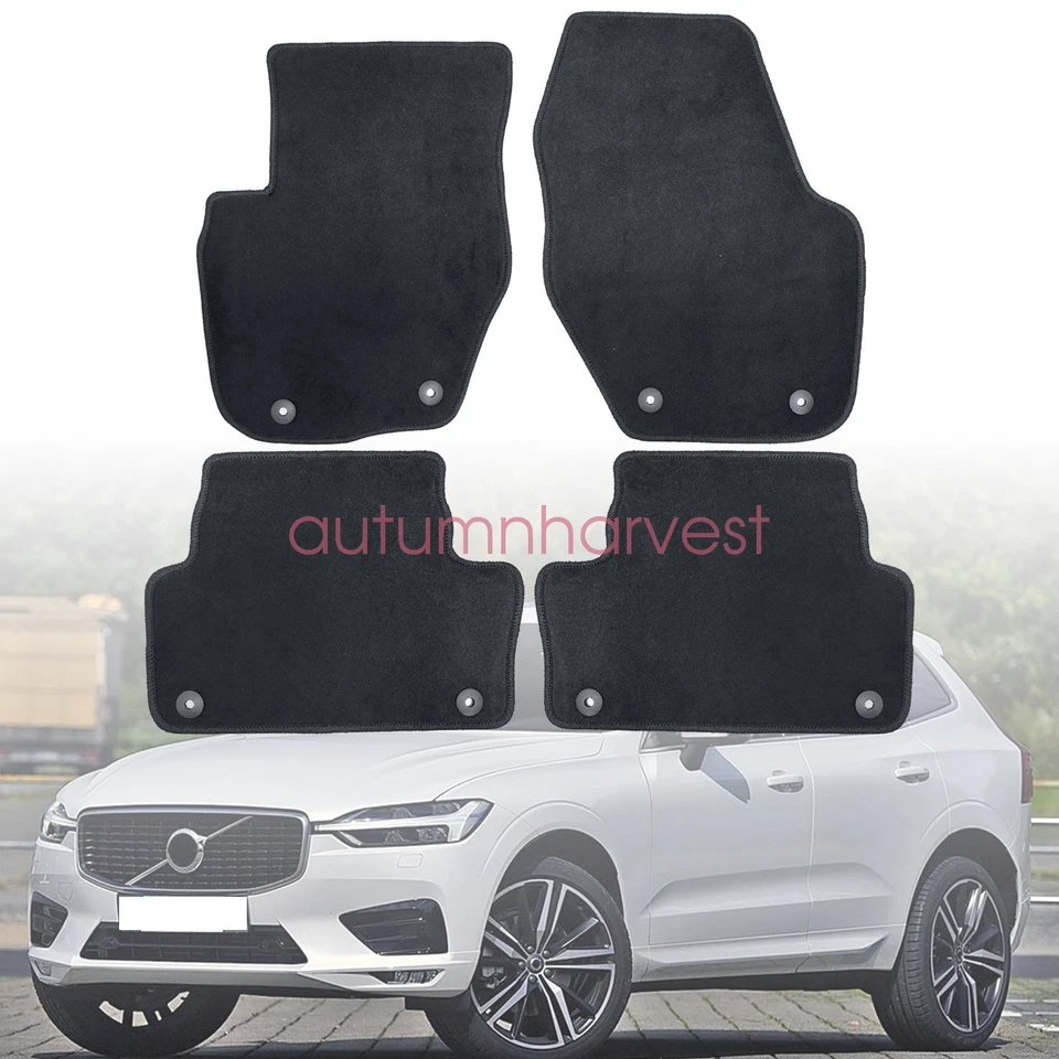 Alfombrillas de terciopelo negras nuevas 4 piezas para Volvo XC60 2010-2017 delanteras y segunda fila Foto 2 de 4