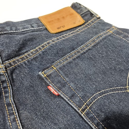 Levis 501 Slim Tapered Dark Blue Light Feadez Big E Button Fly Selvedge Jeans 32 - Picture 3 of 6