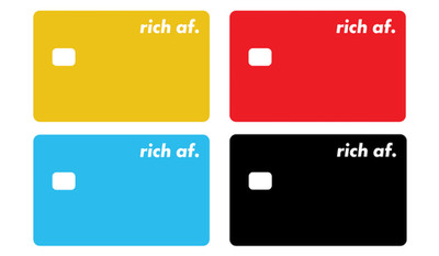 Rich AF Card Skin 4 Pack Assorted Colors Funny Explicit Vinyl Decal Credit Debit