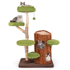 Multi-level Cat Tree w/ Double Decker Cat House Scratching Posts Sisal Panel