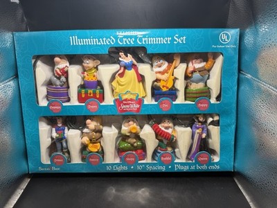 Disney Snow White Illuminated Tree Trimmer Set 10 Lights Figures Vintage
