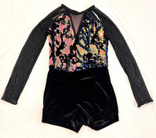 Weissman Adult Dance Costume Adult Jazz Sequin Tap Romper Shorts MA Back Velvet