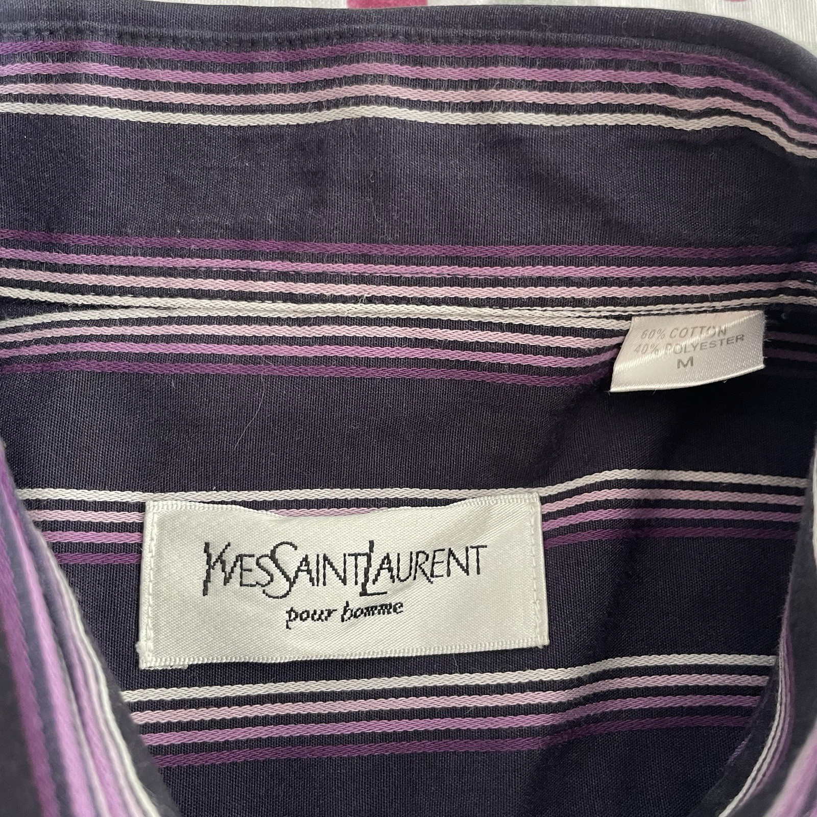 Camicia Yves Saint Laurent vintage uomo media M anni 90 viola a righe YSL
