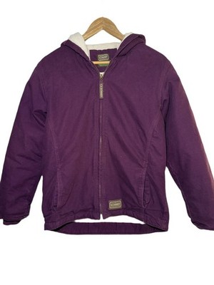 C.E. Schmidt Workwear Youth Jacket Canvas Purple Hood Sherpa Lined Sz L 14-16