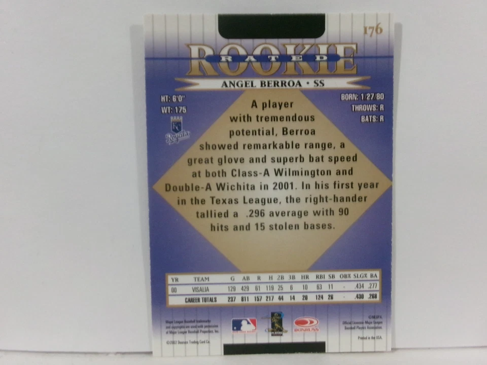 2002 Donruss Rated Rookie #176 Angel Berroa  - Image 2 of 2