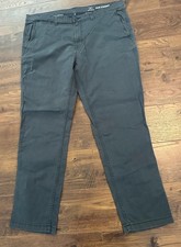 George Men  s Slim Straight Chino Pants Size 40x32 Gray Casual Dress Trousers