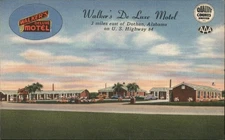 Dothan,AL Walker's De Luxe Motel Tichnor 1951 Tarpon Springs,FL Linen Postcard