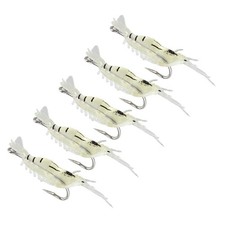 5 Pcs 4 cm Fishing Lures Plastic Metal Simulation Shrimp Fish Bait Hooks