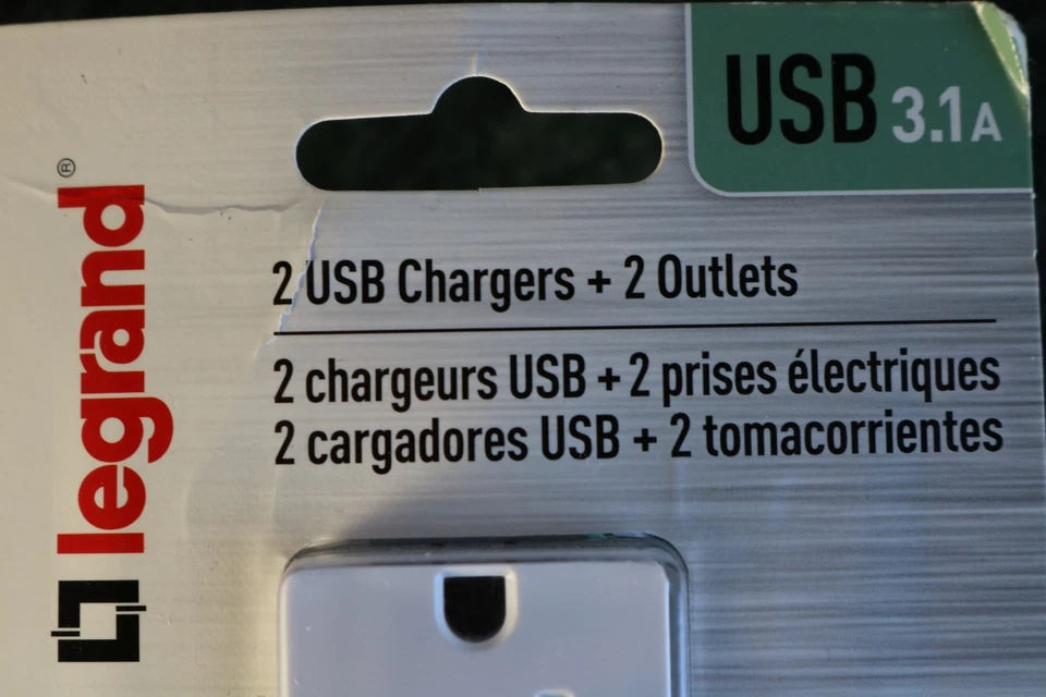 New Legrand 2 USB 3.1A Charger Outlet, TM826USBWCCV6 15 AMP 125 V White - Image 2 of 4