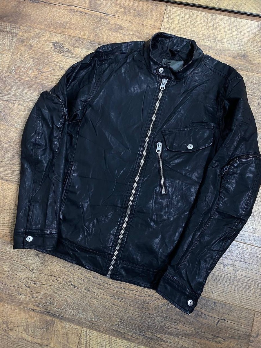 G-Star RAW Mens Jacket Revend 3D Slim PL Black Size L Faux Leather