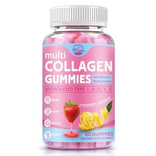 Multi Collagen Peptides Gummies, Type I, II, III, V, X - Hydrolyzed Collagen ...