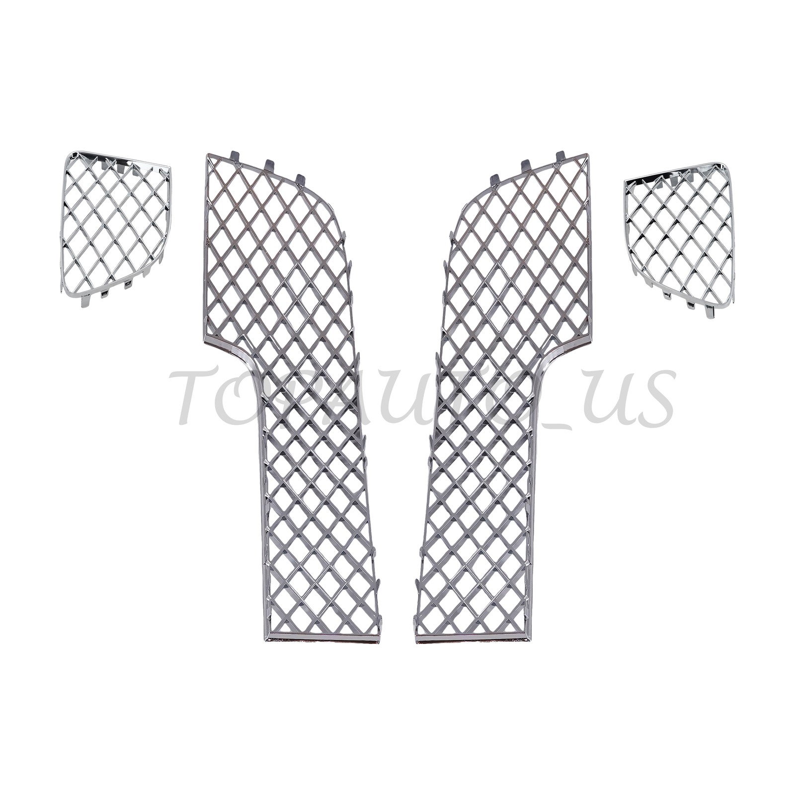 NEW 4PCS Fits Bentley Continental GT GTC 12-15 Chrome Bumper Lower Mesh Grille