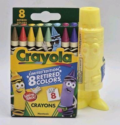 New Crayola Limited Edition Retired Colors 8-Count Crayons Lemon Yel Sharpener 