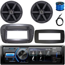 JVC KD-X560BT Motorsports AM/FM Receiver, 2x 6.5" 2-Way 100W Boat Speakers, Wire