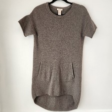 Sundance Merino Wool Sweater Dress Shift Style Brown Grey Women's PXS