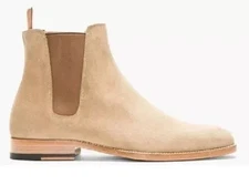 Made To Order Handmade Men Beige Suede Leather Boot High Ankle Chelsea Men Boots
