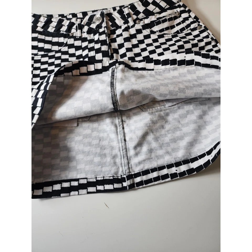 Minifalda OBEY Exie Patinador Punk Emo Algodón Cuadros Blanco y Negro Talla 27 Foto 4 de 4