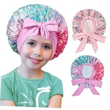 2 PCS Kids Bonnets for Girls, Silk Bonnet for Kids, Satin Bonnet for Set a