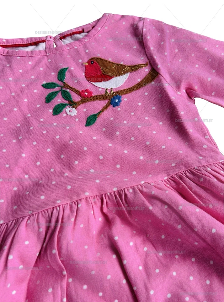 Vestido Mini Boden Apliqué Navidad Rosa Lunares Animales del Bosque. 7/8 Foto 2 de 2