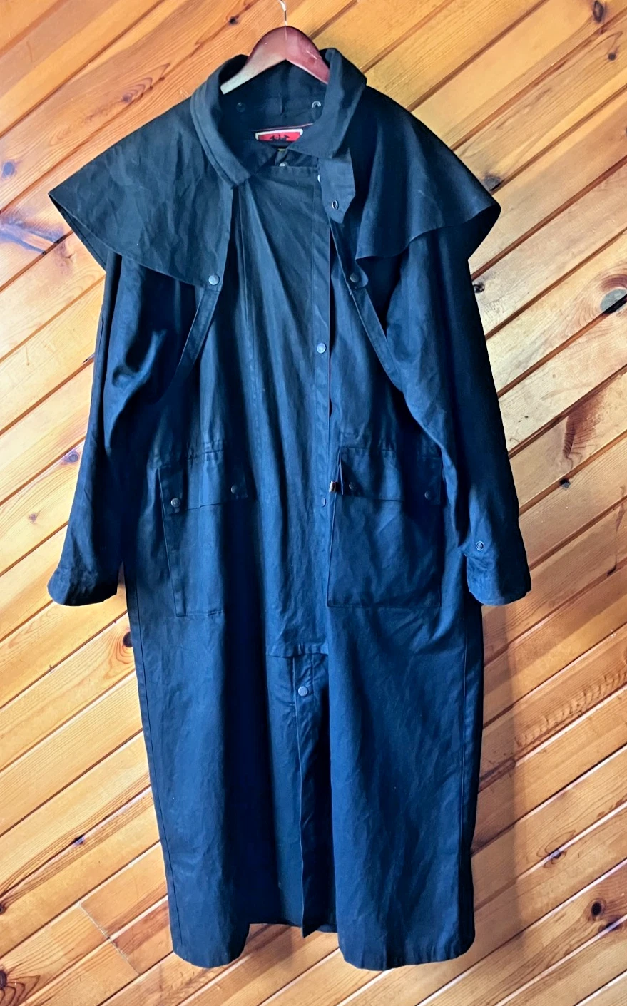 Kakadu Traders Mens Cotton Oilskin Duster Size Lg Drover Rain Coat Australia image 1