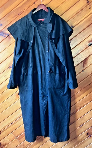 Kakadu Traders Mens Cotton Oilskin Duster Size Lg Drover Rain Coat Australia - product listing photo