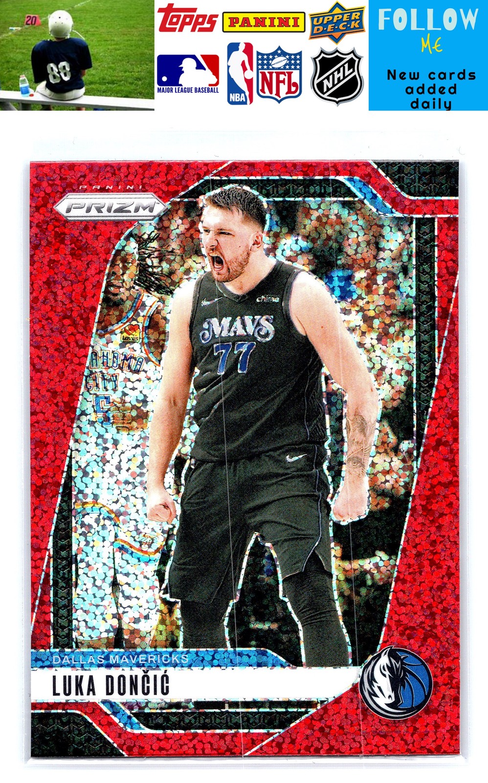 2024-25 Panini Prizm #89 Luka Doncic Prizms Red Sparkle