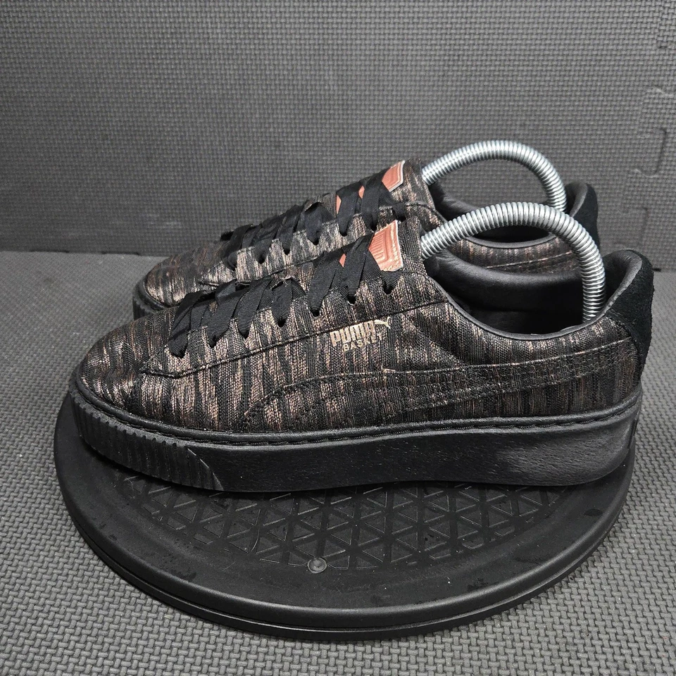 Zapatos de plataforma Puma Basket para mujer talla 8,5 negro cobre metálico enredadera con cordones Foto 3 de 4