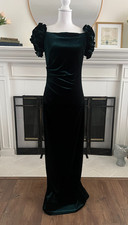 Xscape Women's Maxi Gown Dress Size 10 Off-The-Shoulder Velvet Green