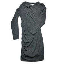 Banana Republic Ruched Sheath Dress Womens M Gray Viscose Blend