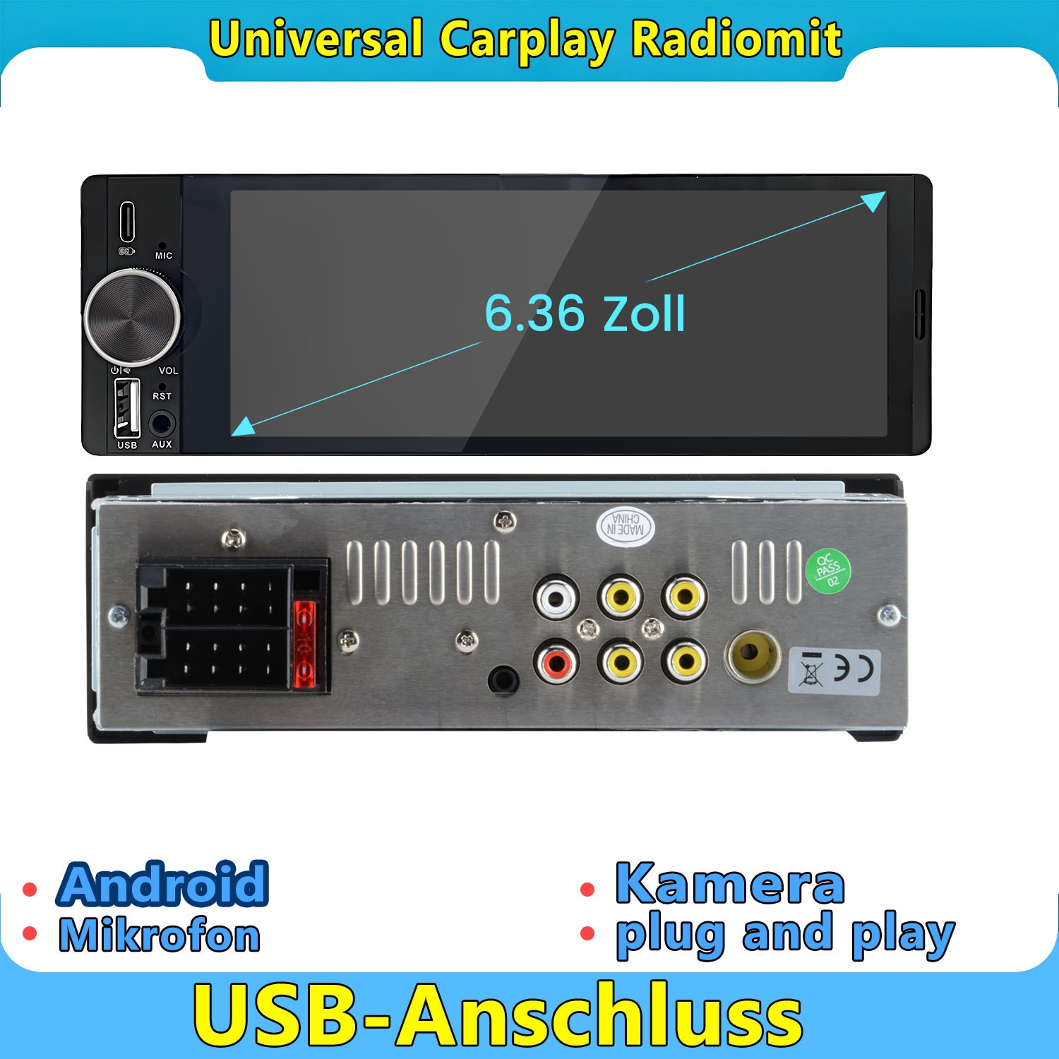 Autoradio 1 DIN con Carplay e GPS