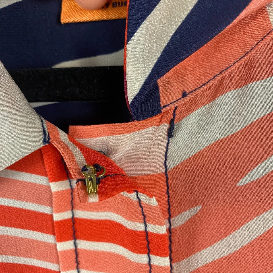 Tory Burch 100% Silk Angelique Tamarind Collage Zebra Blouse Top Shirt Size 14 - Image 4 of 4