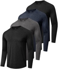 4 Pack Long Sleeve Shirts for Men - Quick Dry Moisture Wicking Sun Protection...