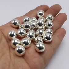 50 Bright Silver Metallic Acrylic Round Spacer Beads 12mm Smooth Ball Beads