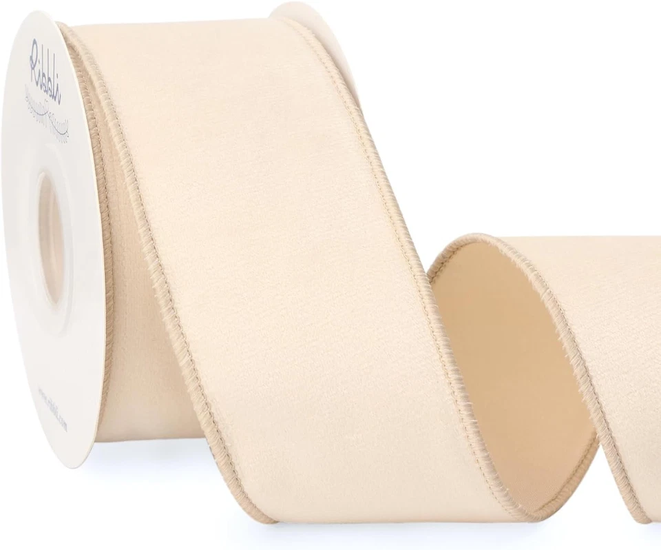 Cinta con cable de terciopelo azul polvoriento con cinta de Navidad Dupioni de 4 pulgadas para envoltura de regalo Foto 4 de 4