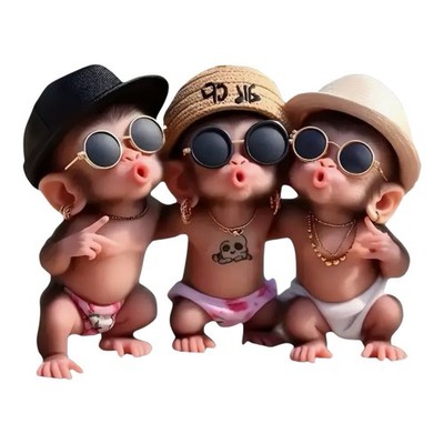 THREE BABY MONKEYS SKULL SING RAP FUNNY 6  Inch Vinyl Sticker Decal 1PC