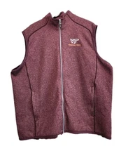 Cutter & Buck Men's XXL Maroon Virginia Tech Zip-up Vest w/ Zip Pockets