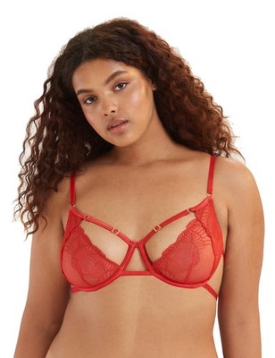 34B Bluebella Enya Halbschalen BH Sexy Halbtransparent Erotik BH 41402 Rot Dessous