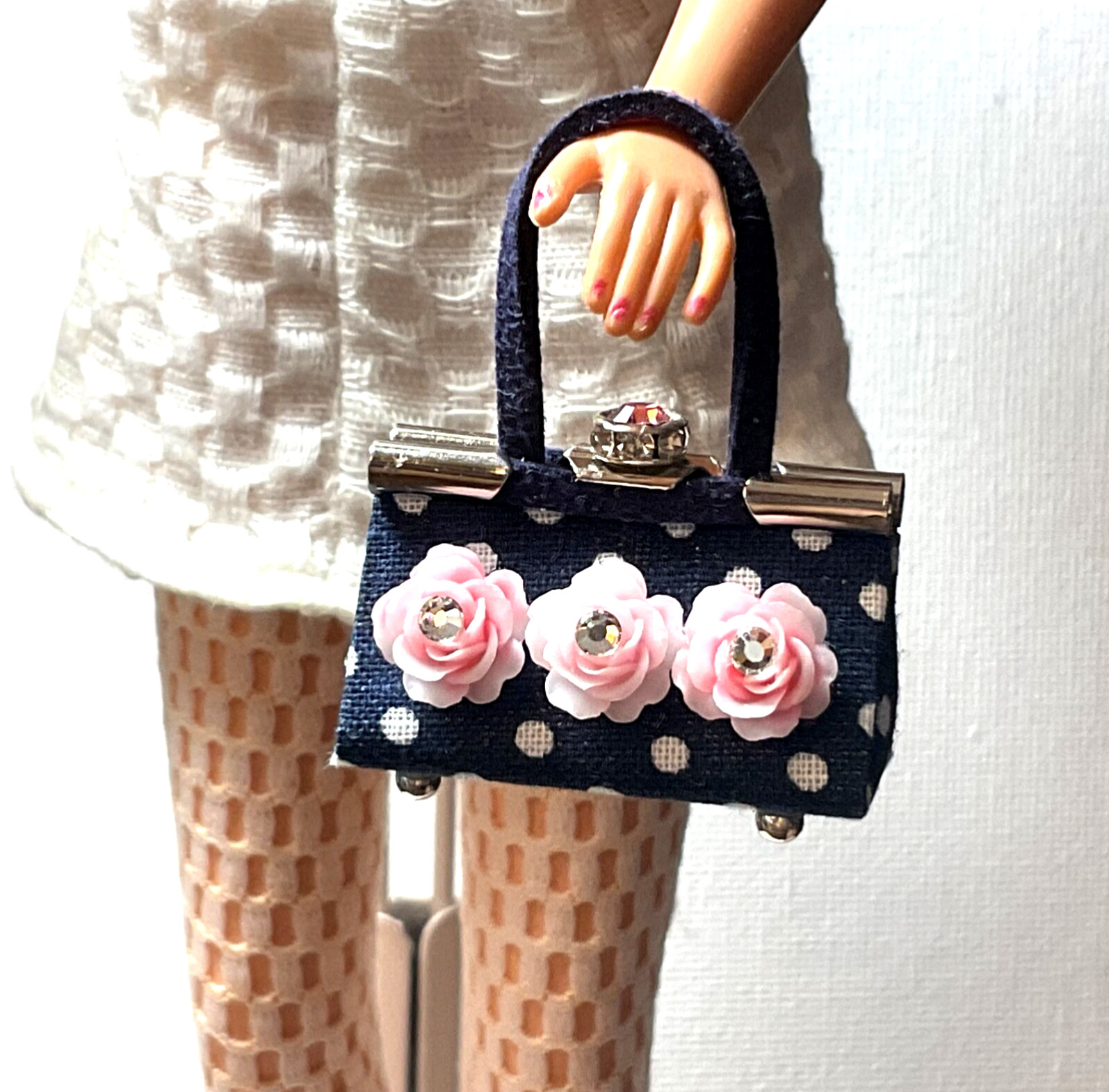 OOAK Barbie Doll Purse Navy Blue Bag For 11” Fashion Dolls Designed by ‘Bee
