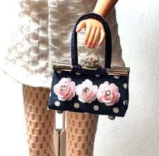 OOAK Barbie Doll Purse Navy Blue Bag For 11” Fashion Dolls Designed by ‘Bee
