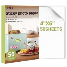 Uinkit Glossy Sticker Paper for Inkjet Printer, 4 x 6 Inches 50 sheets 135Gsm...