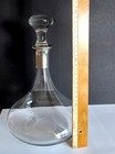 Glas Dekanter Karaffe  Glas mit Silber Montour und Stopfen groß ca 25cm h