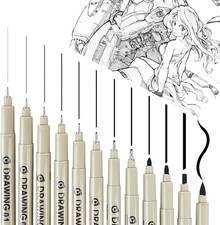 12Pcs Black Micro Pen Set, Micro Fineliner Drawing Art Pens, Fineliner Ink Set,