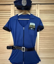 Police Officer Uniform Women s Halloween Costume With Hat Belt. Large Size