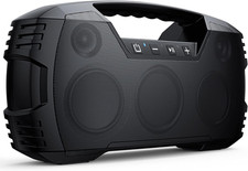 Outdoor Powerful IPX7 Waterproof Bluetooth Speaker, 90W Peak, 32H Playtime, Bla