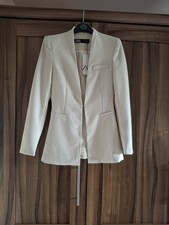Zara Fitted Ecru Blazer with Inverted Lapels Fully Lined Size XS BNWT Bloggers