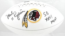 Mark Rypien Autographed Washington Redskins Logo Football SB MVP- Beckett W Holo